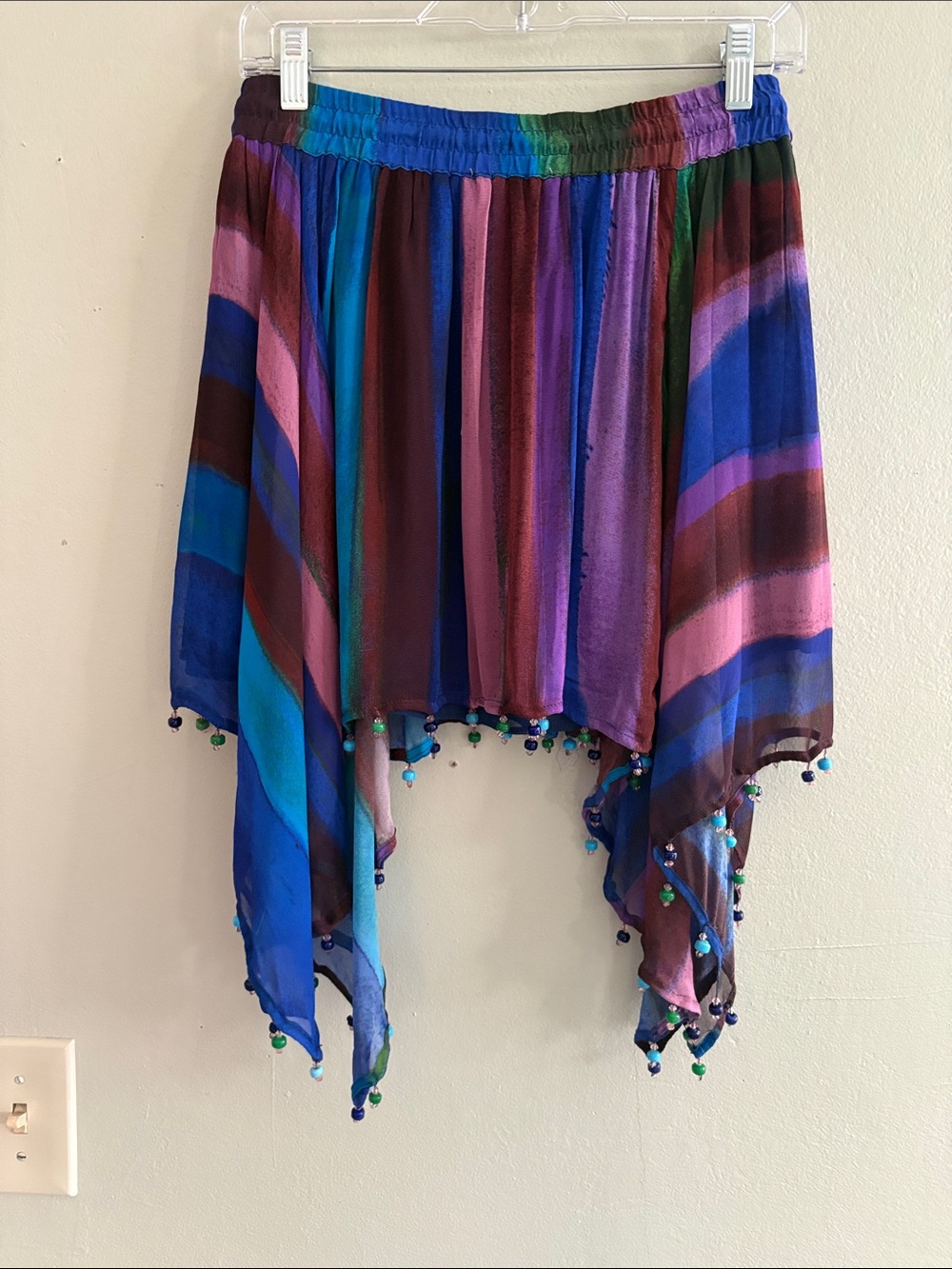 Zara Multicolor handkerchief Skirt in Blue, Green, Teal and Burgundy - Picture 5 of 6